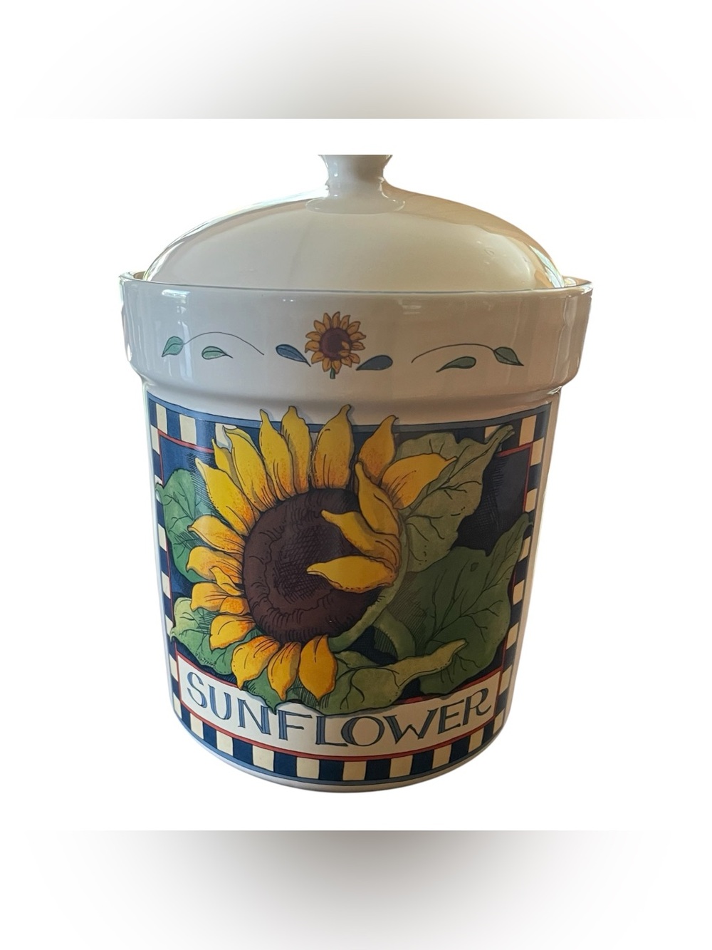 VTG 90's Susan Winget SUNFLOWER Canister Lid w/ Seal 9" Farmhouse Cottage Core